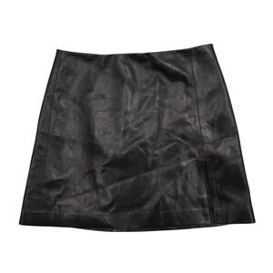 Aritzia Sunday Best Tatiana Skirt Vegan Leather Mini Slit Black 98686 Size 0